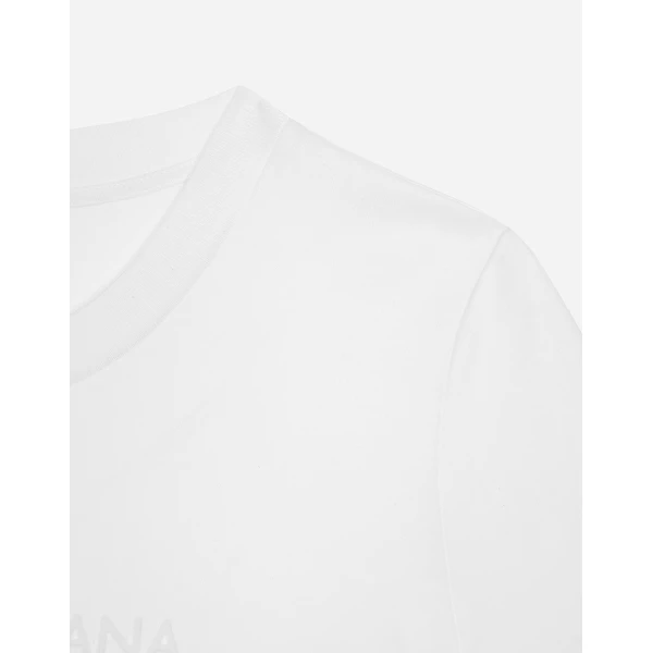 Dolce & Gabbana Jersey T-shirt with flocked Dolce&Gabbana detail Top, view 5