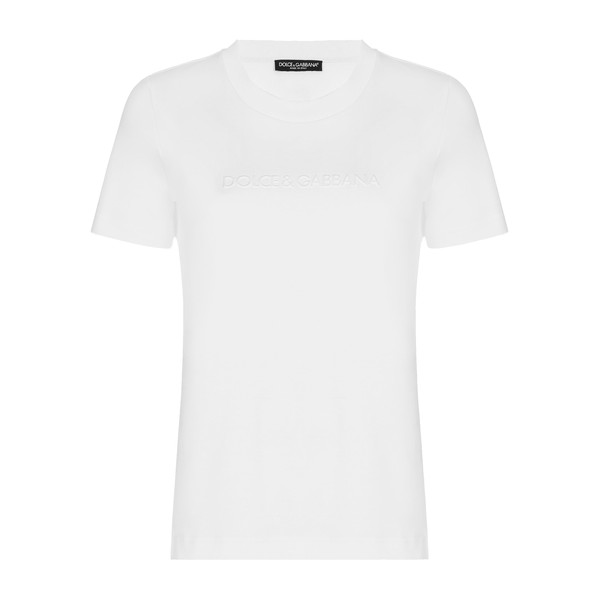 Dolce & Gabbana Jersey T-shirt with flocked Dolce&Gabbana detail Top