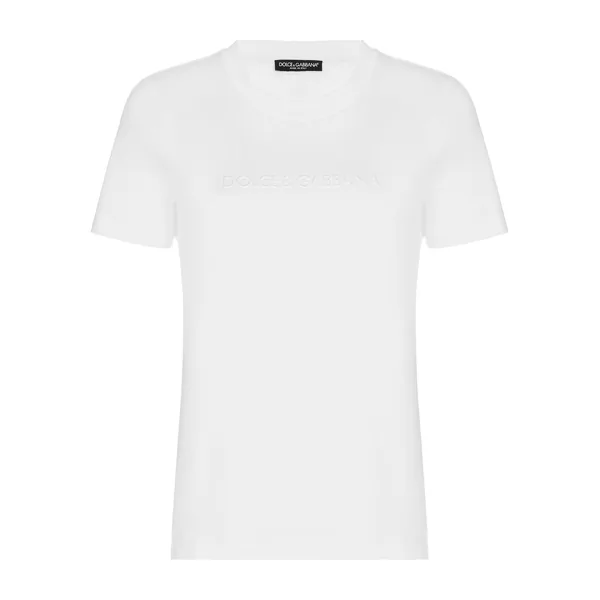 Dolce & Gabbana Jersey T-shirt with flocked Dolce&Gabbana detail Top