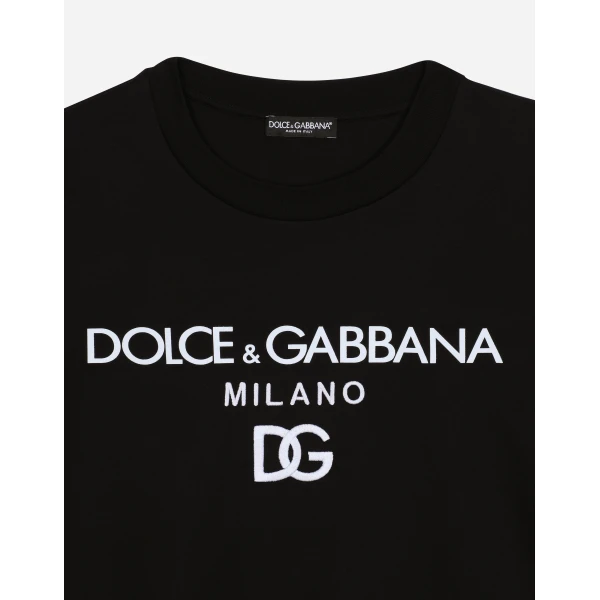 Dolce & Gabbana Jersey T-shirt with flocked logo print Top, view 3