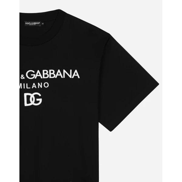 Dolce & Gabbana Jersey T-shirt with flocked logo print Top, view 4