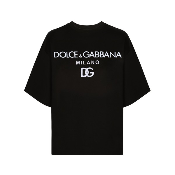 Dolce & Gabbana Jersey T-shirt with flocked logo print Top