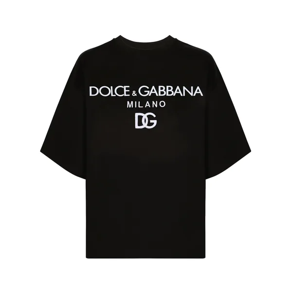 Dolce & Gabbana Jersey T-shirt with flocked logo print Top
