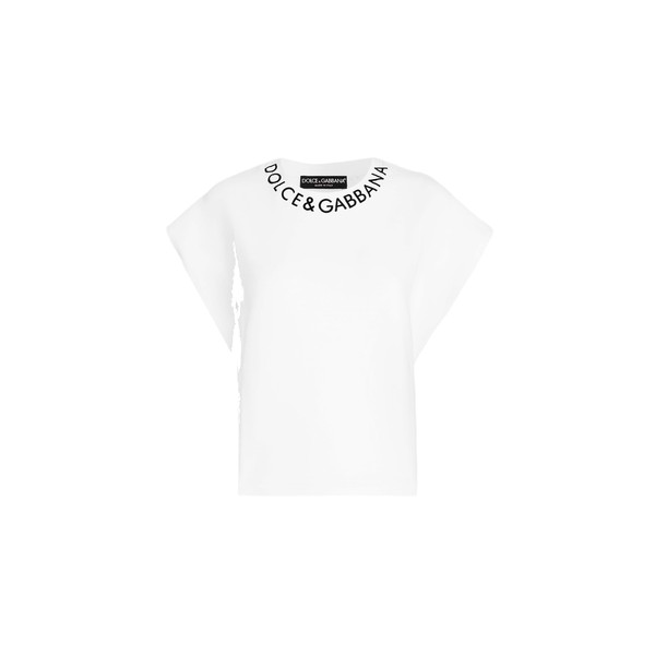 Dolce & Gabbana Jersey T-shirt with logo on neck Top