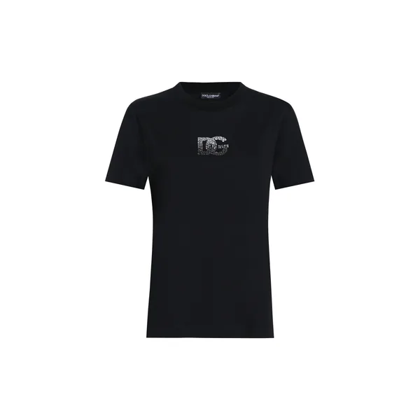 Dolce & Gabbana Jersey T-shirt with rhinestone DG logo embellishment Top