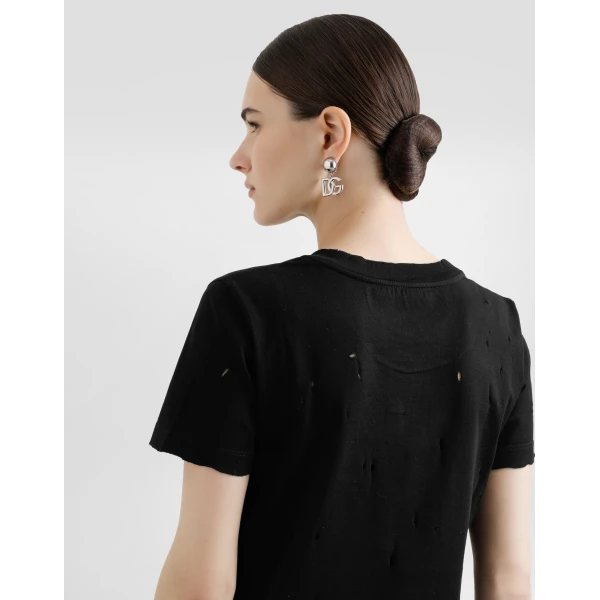Dolce & Gabbana Jersey T-shirt with rips and Dolce&Gabbana tag Top, view 5