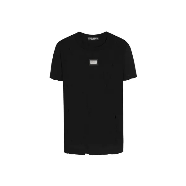 Dolce & Gabbana Jersey T-shirt with rips and Dolce&Gabbana tag Top
