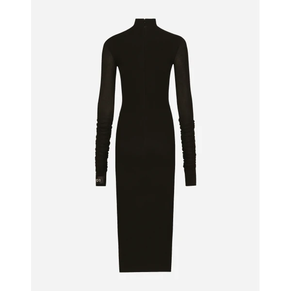 Dolce & Gabbana Jersey calf-length dress with Chantilly lace insert, view 2