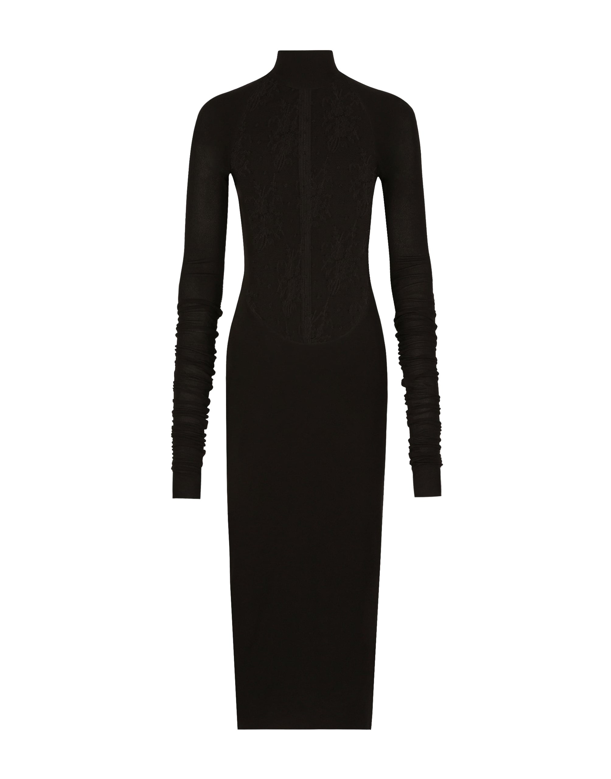 Dolce & Gabbana Jersey calf-length dress with Chantilly lace insert