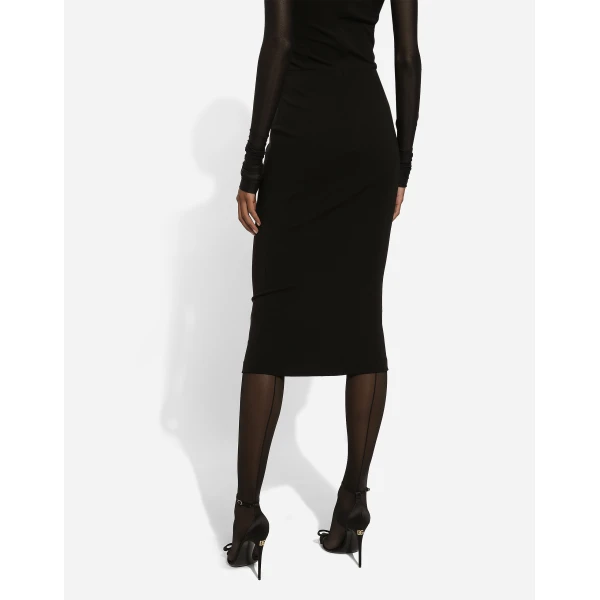 Dolce & Gabbana Jersey calf-length dress with tulle sleeves, view 5