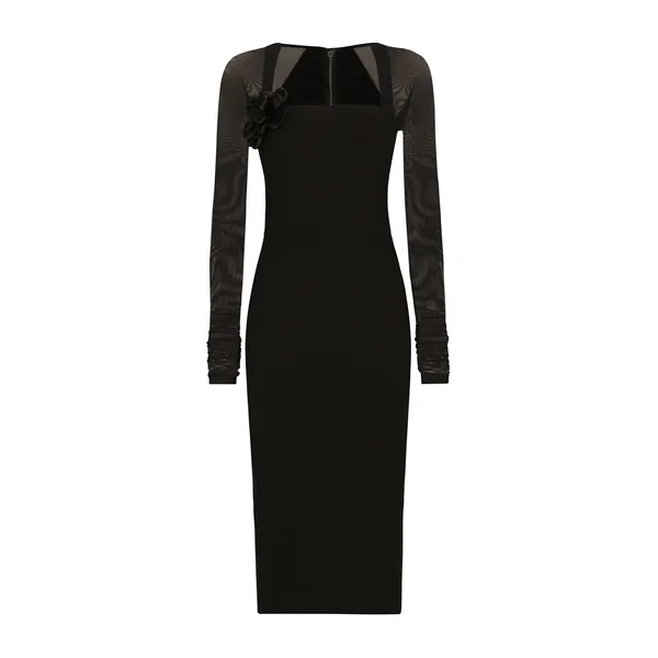 Dolce & Gabbana Jersey calf-length dress with tulle sleeves