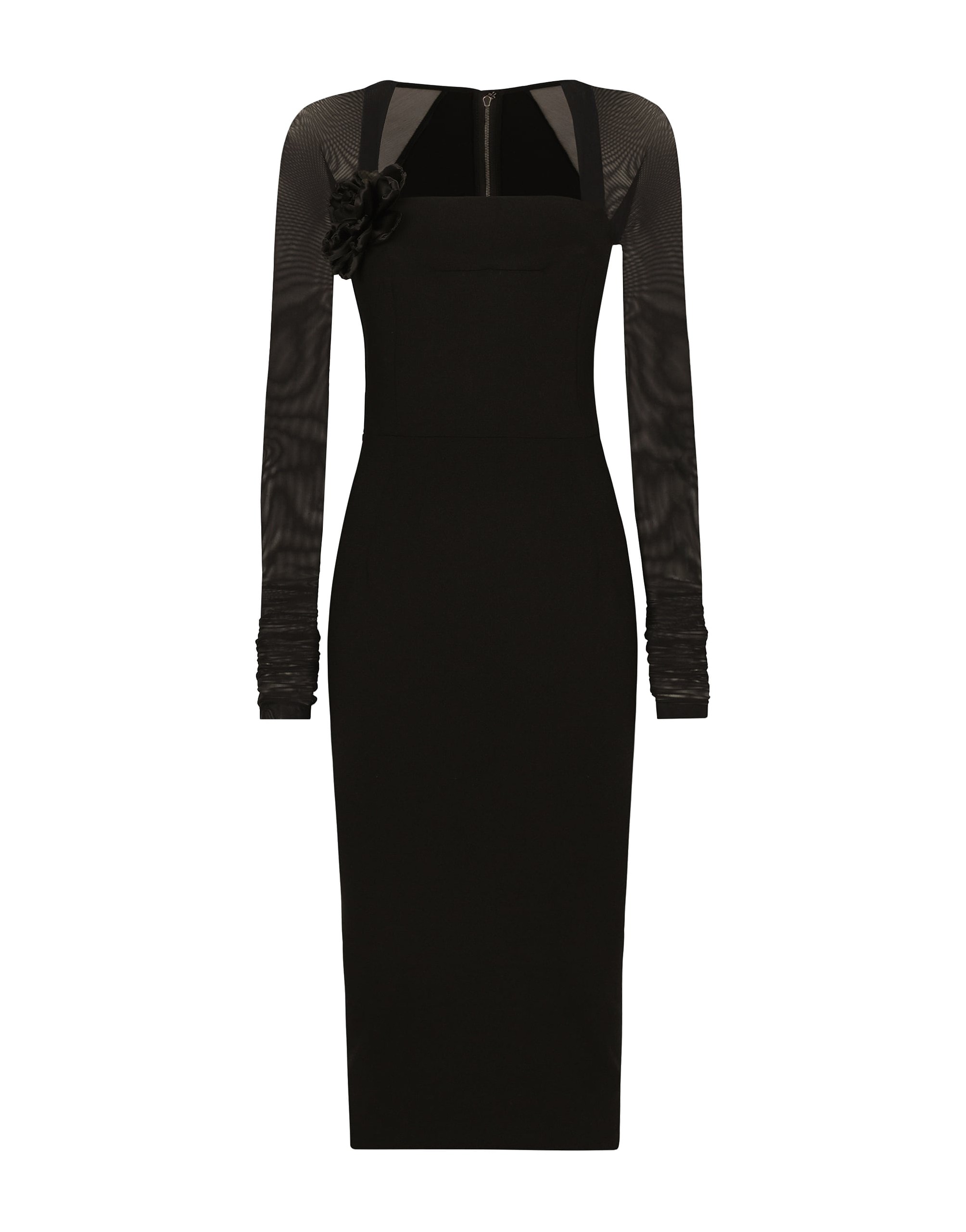 Dolce & Gabbana Jersey calf-length dress with tulle sleeves