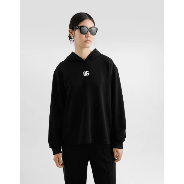 Dolce & Gabbana Jersey hoodie with DG embroidery, view 4