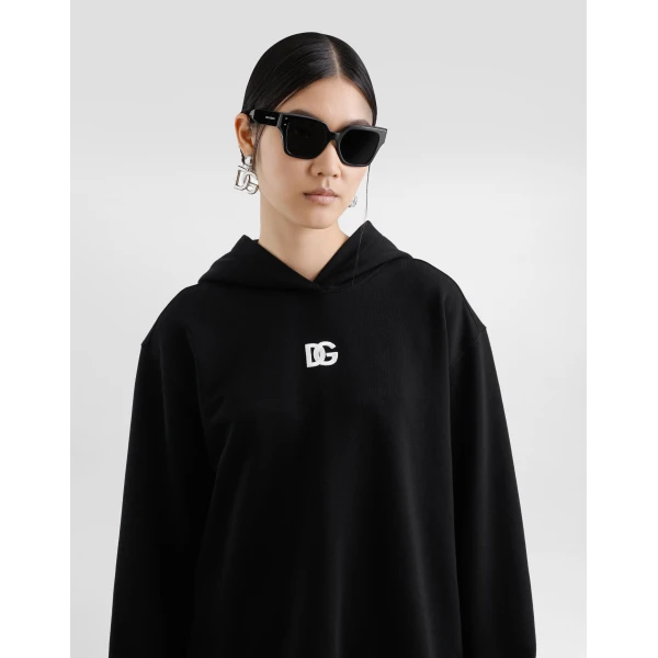 Dolce & Gabbana Jersey hoodie with DG embroidery, view 5