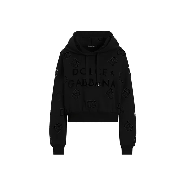 Dolce & Gabbana Jersey hoodie with cut-out and DG logo