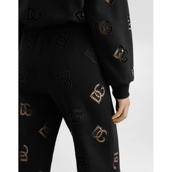 Dolce & Gabbana Jersey jogging pants with cut-out and DG logo, view 4