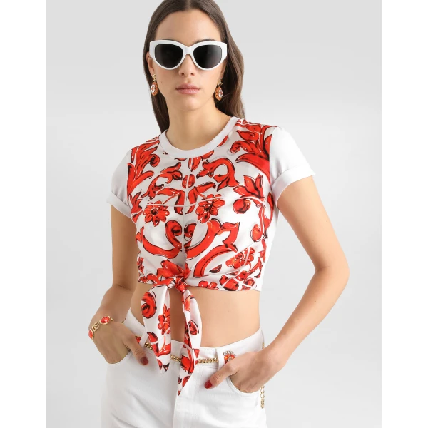 Dolce & Gabbana Jersey majolica-print t-shirt Top, view 4