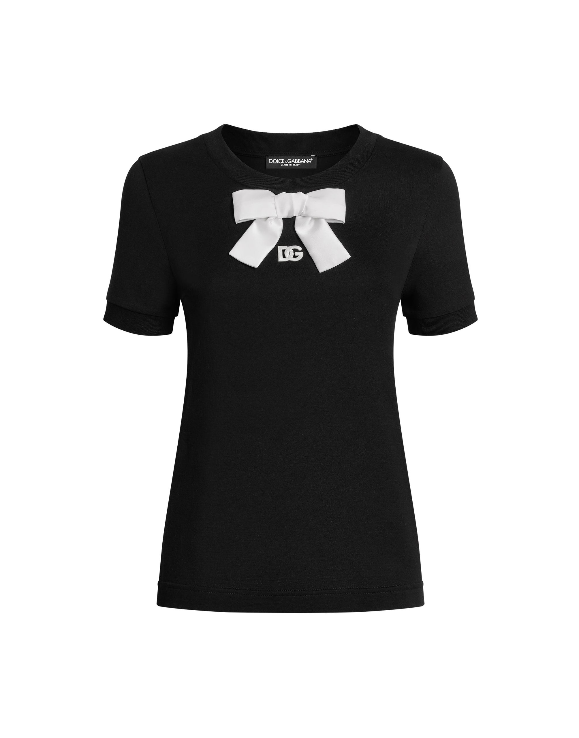 Dolce & Gabbana Jersey t-shirt with DG embroidery and bow