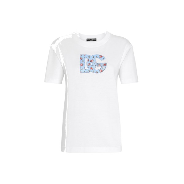 Dolce & Gabbana Jersey t-shirt with DG print patch Top