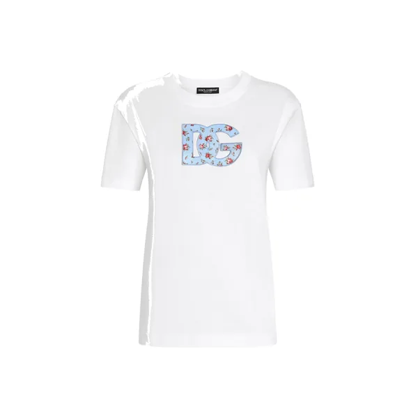 Dolce & Gabbana Jersey t-shirt with DG print patch Top