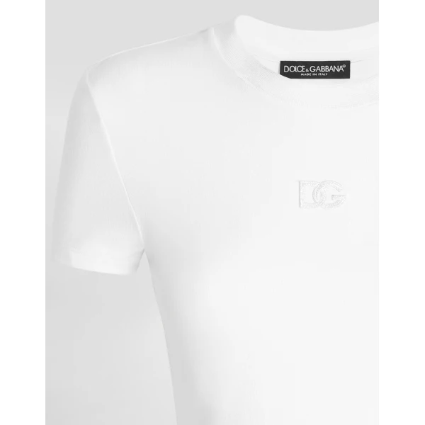 Dolce & Gabbana Jersey t-shirt with dg embroidery Top, view 4