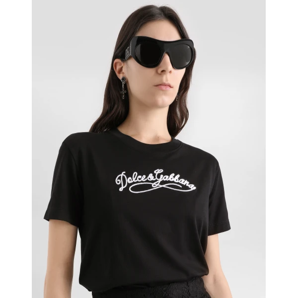 Dolce & Gabbana Jersey t-shirt with embroidery Top, view 4