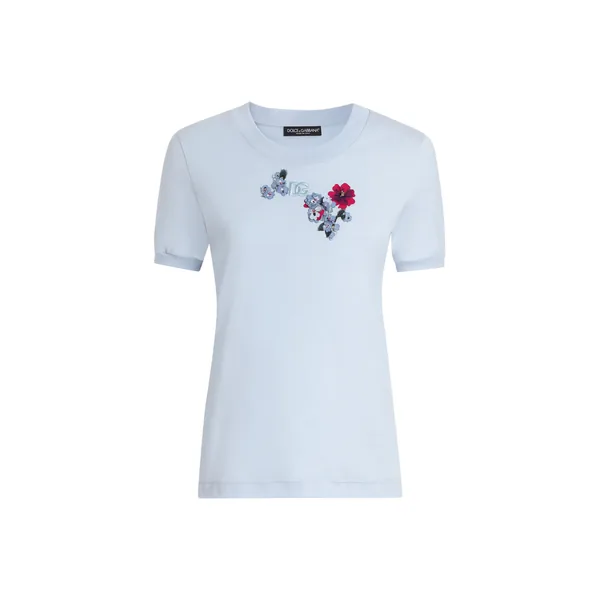 Dolce & Gabbana Jersey t-shirt with flower patch Top