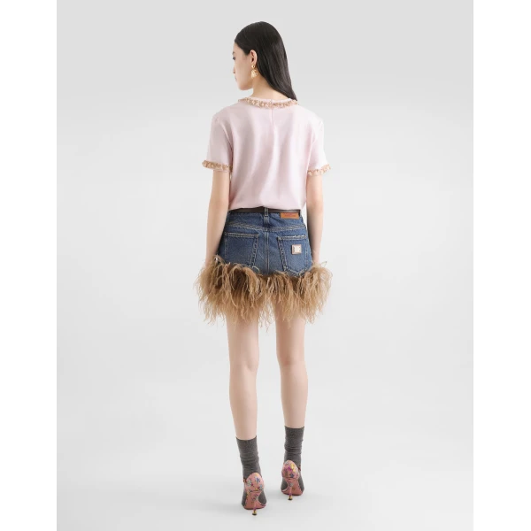 Dolce & Gabbana Jersey t-shirt with lace and embroidery Top, view 3