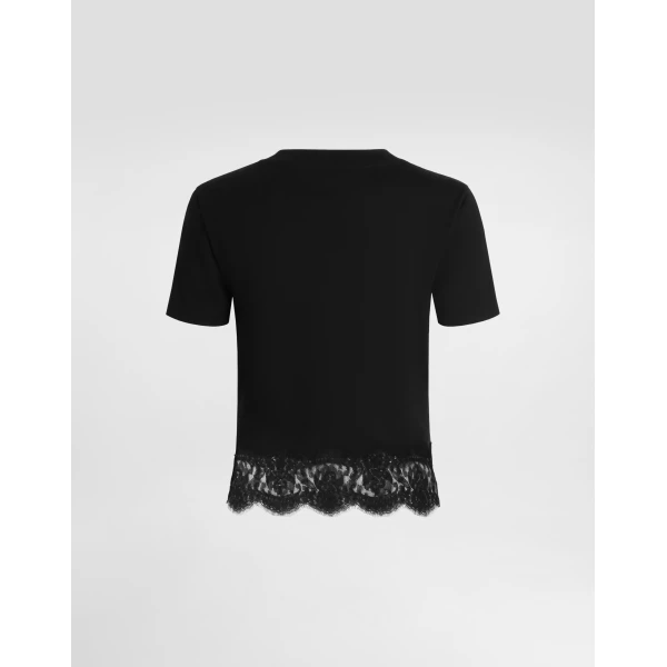 Dolce & Gabbana Jersey t-shirt with lace Top, view 2