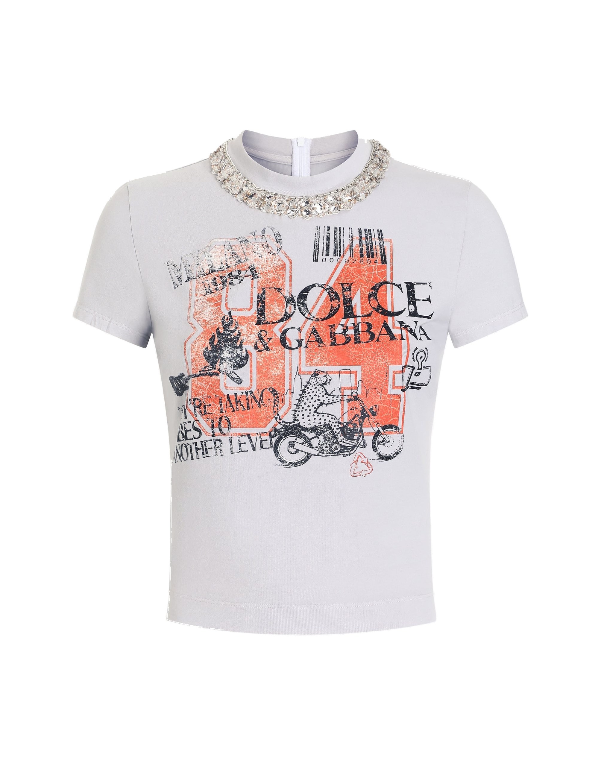 Dolce & Gabbana Jersey t-shirt with print and crystals