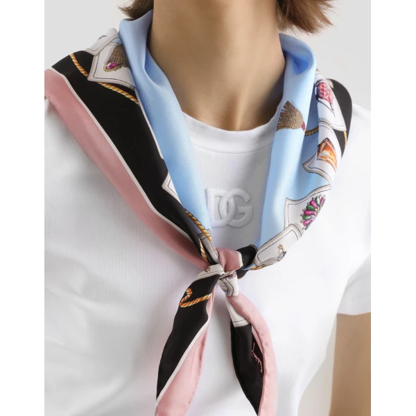 Dolce & Gabbana Jersey t-shirt with printed scarf, view 4