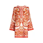 Dolce & Gabbana Kaftan dress in majolica-print twill