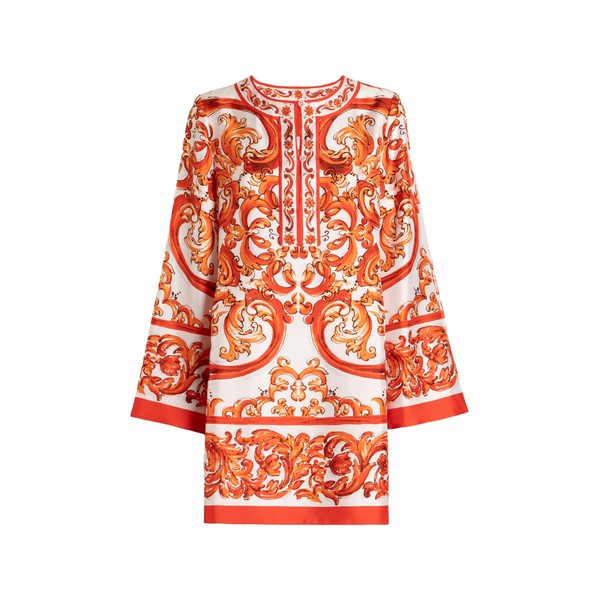 Dolce & Gabbana Kaftan dress in majolica-print twill