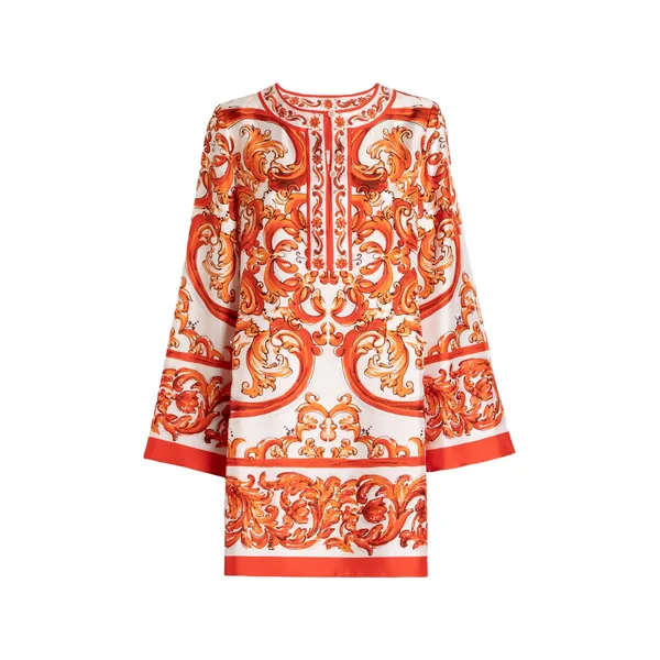 Dolce & Gabbana Kaftan dress in majolica-print twill