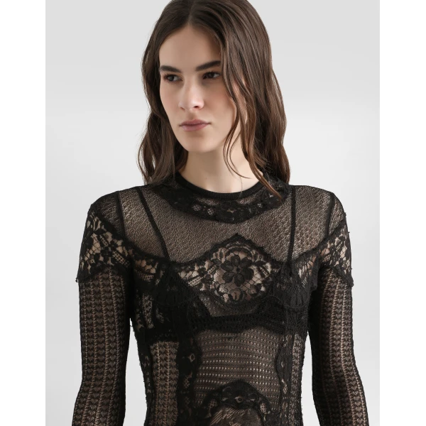 Dolce & Gabbana Knitted dress with lace, view 4