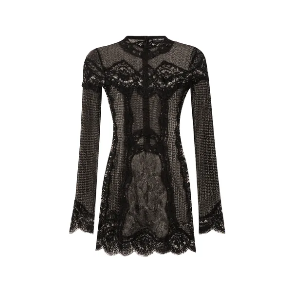 Knitted dress with lace