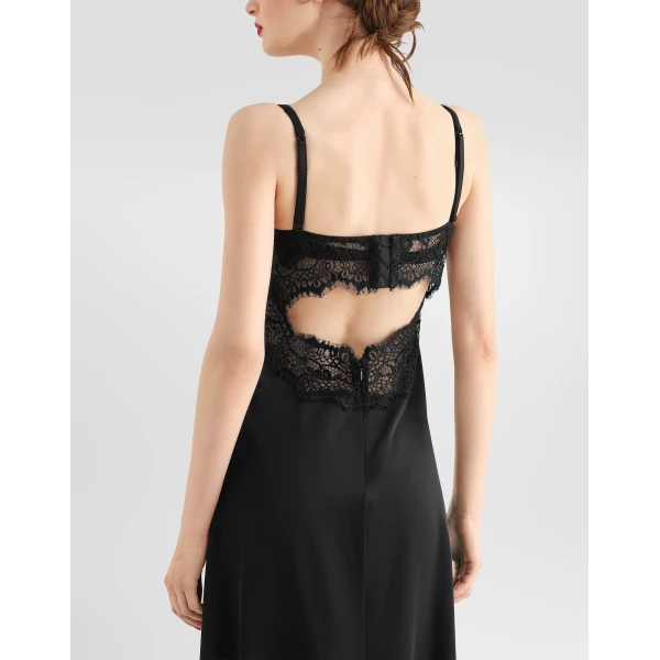 Dolce & Gabbana Lace and charmeuse calf-length slip dress, view 5