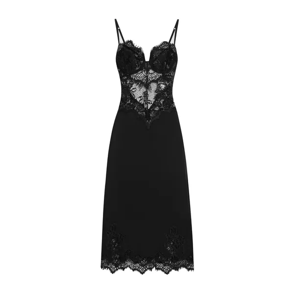 Dolce & Gabbana Lace and charmeuse calf-length slip dress