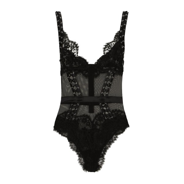 Dolce & Gabbana Lace and tulle bodysuit with lacing and eyelets