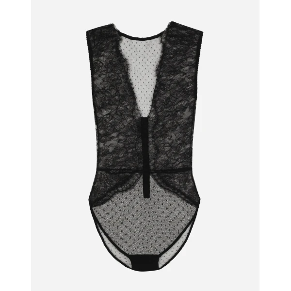 Dolce & Gabbana Lace bodysuit with plunging neckline, view 2