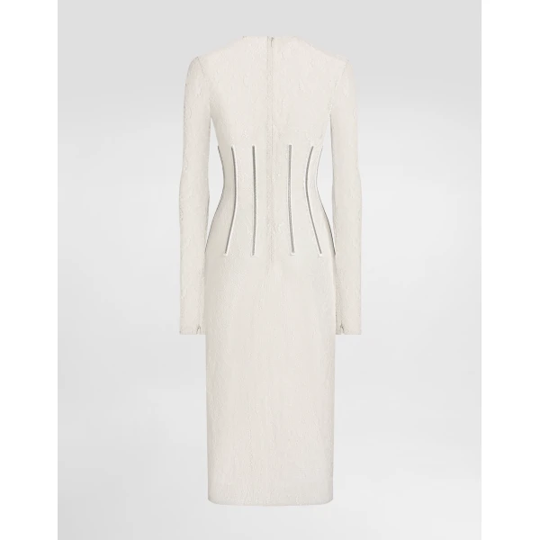 Dolce & Gabbana Lace calf-length dress with corset detailing, view 5