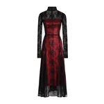 Dolce & Gabbana Lace calf-length dress with high neck and contrasting lining