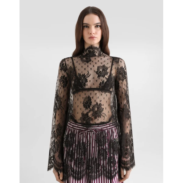 Dolce & Gabbana Lace dress with high neck, view 4