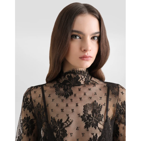 Dolce & Gabbana Lace dress with high neck, view 5