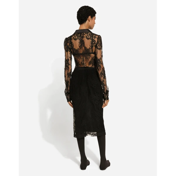 Dolce & Gabbana Lace pencil skirt with slit, view 4