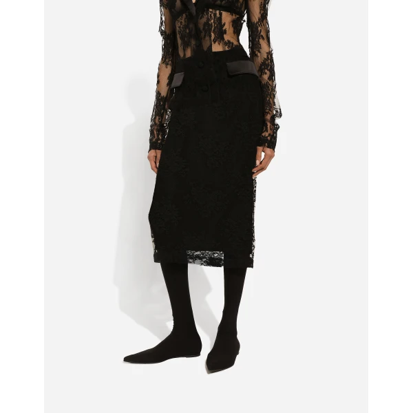 Dolce & Gabbana Lace pencil skirt with slit, view 5