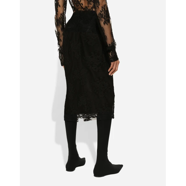 Dolce & Gabbana Lace pencil skirt with slit, view 6