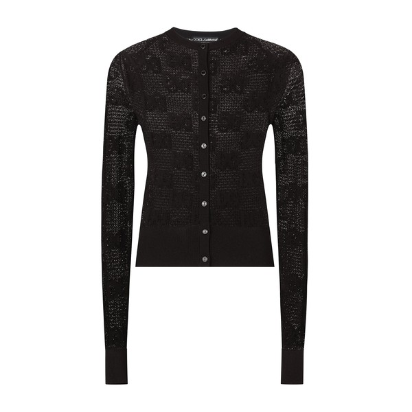 Dolce & Gabbana Lace-stitch cardigan with DG logo