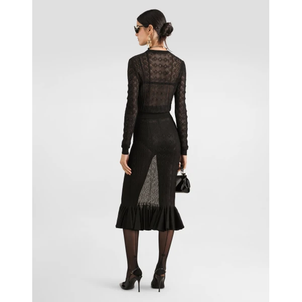 Dolce & Gabbana Lace-stitch knit skirt, view 3