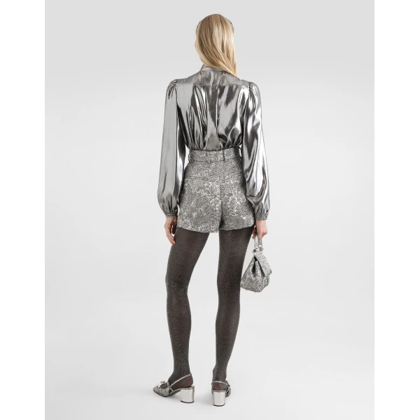 Dolce & Gabbana Lamé floral jacquard bermuda Shorts, view 3